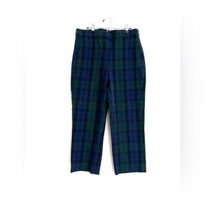 J. Crew Kallie Cropped Plaid Pants in Green and Blue